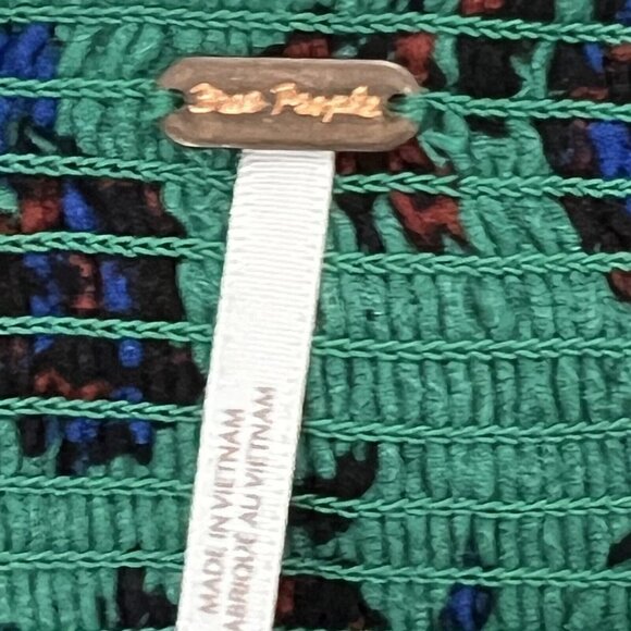 NWT $98 Free People Hilary Printed Top Size XS Green Combo Smocked Blouse - Picture 10 of 16